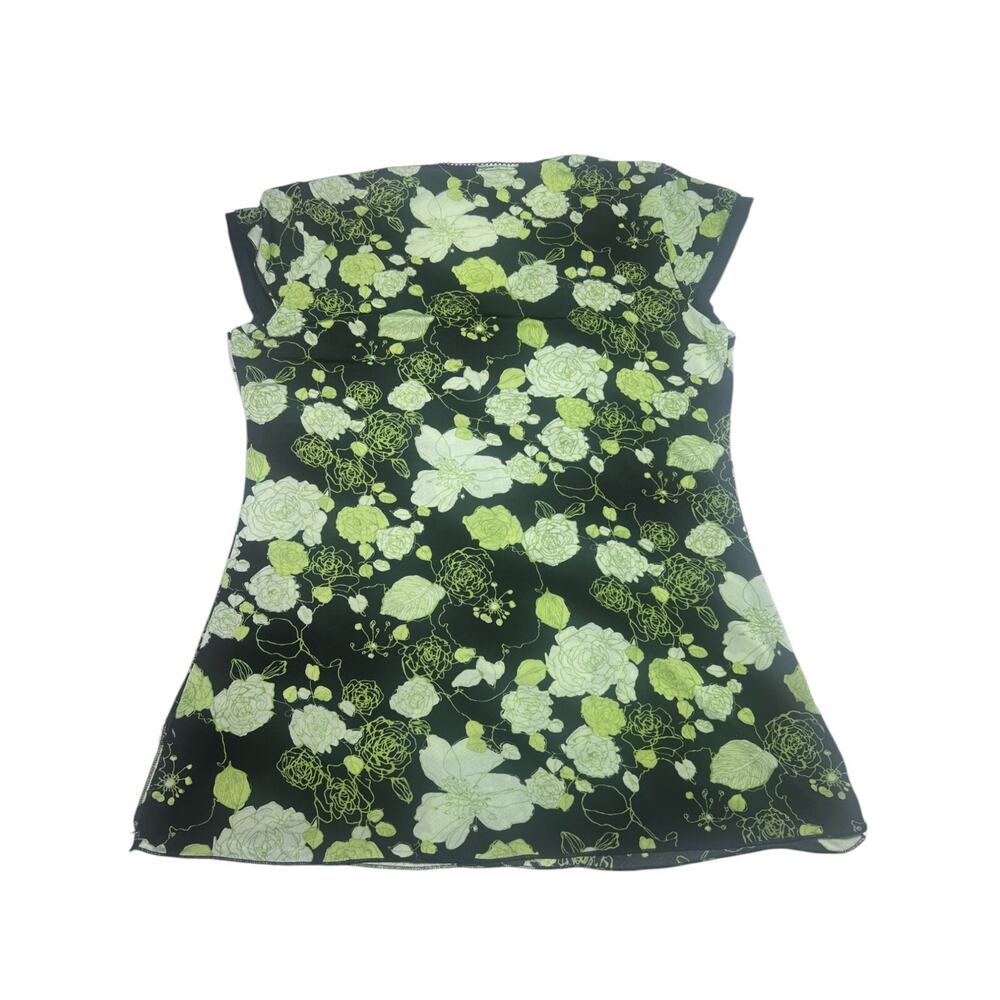 Vintage Y2K Perception Green Floral Mesh Surplice Top Women's 2X Fairycore - Picture 6 of 8